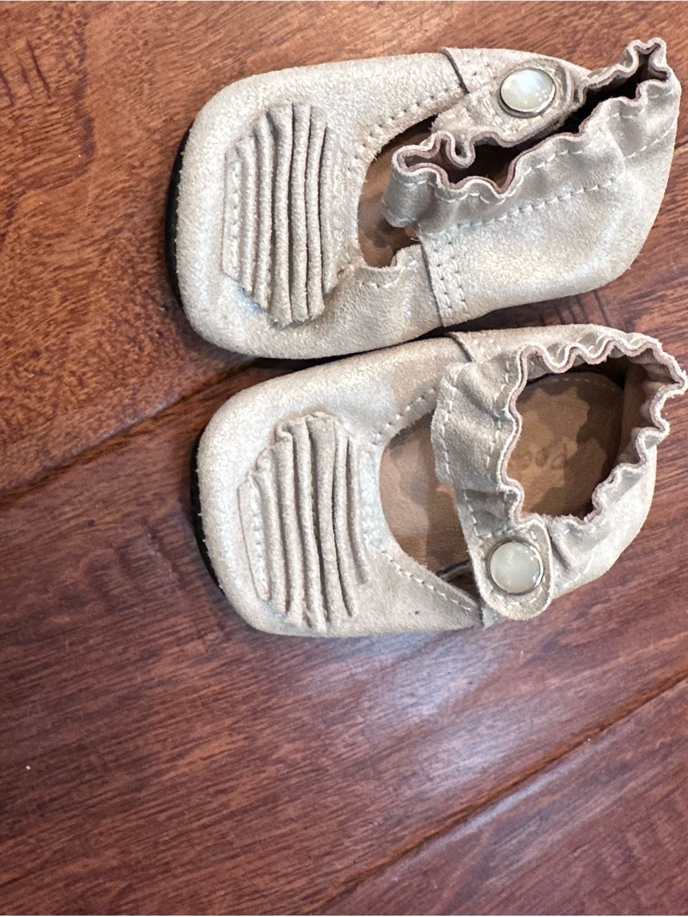 Baby Elastic Ankle Moccasin Shoes in Beige